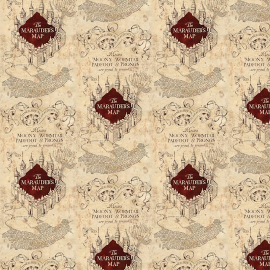 Harry Potter&#x2122; Tan Marauder&#x27;s Map&#x2122; Cotton Fabric